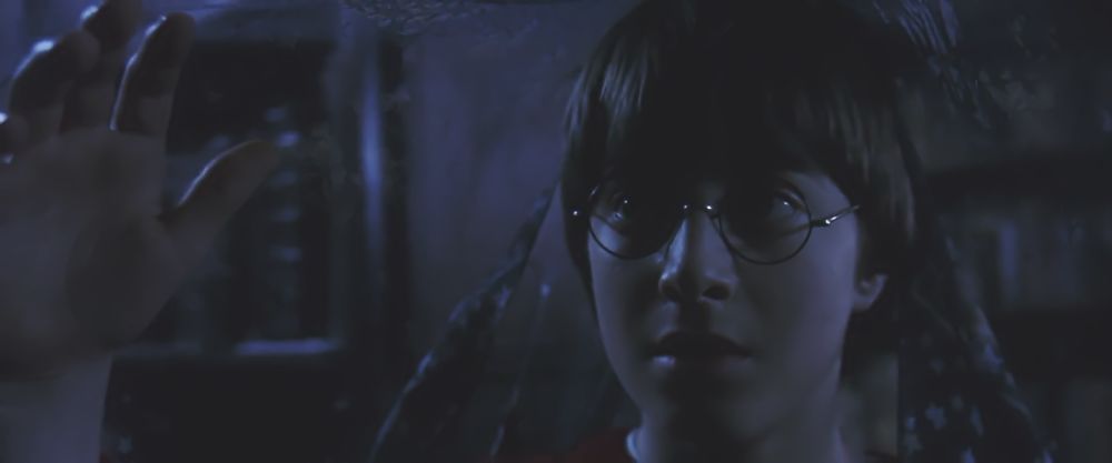 harry potter sous sa cape d'invisibilité