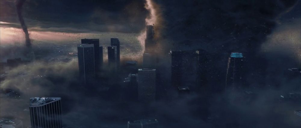 une ville détruite par un cyclone